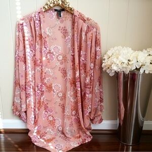 Forever 21 Pink Floral Kimono Top